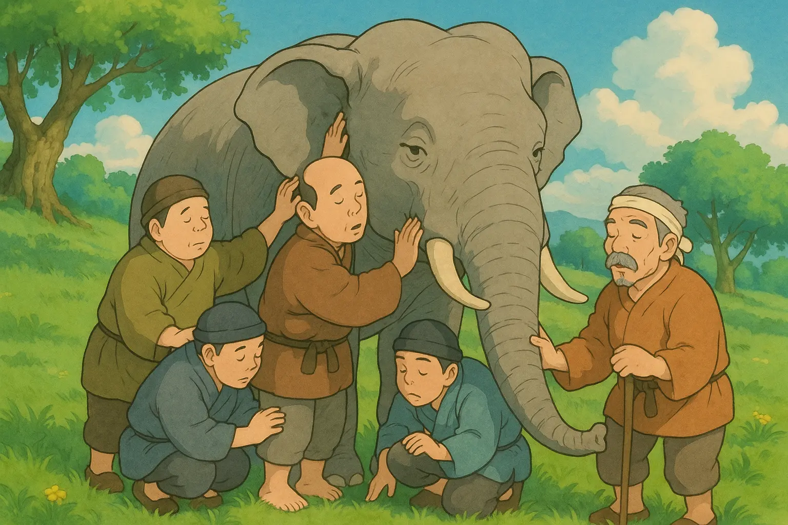 Blind Men Touching the Elephant Illustration