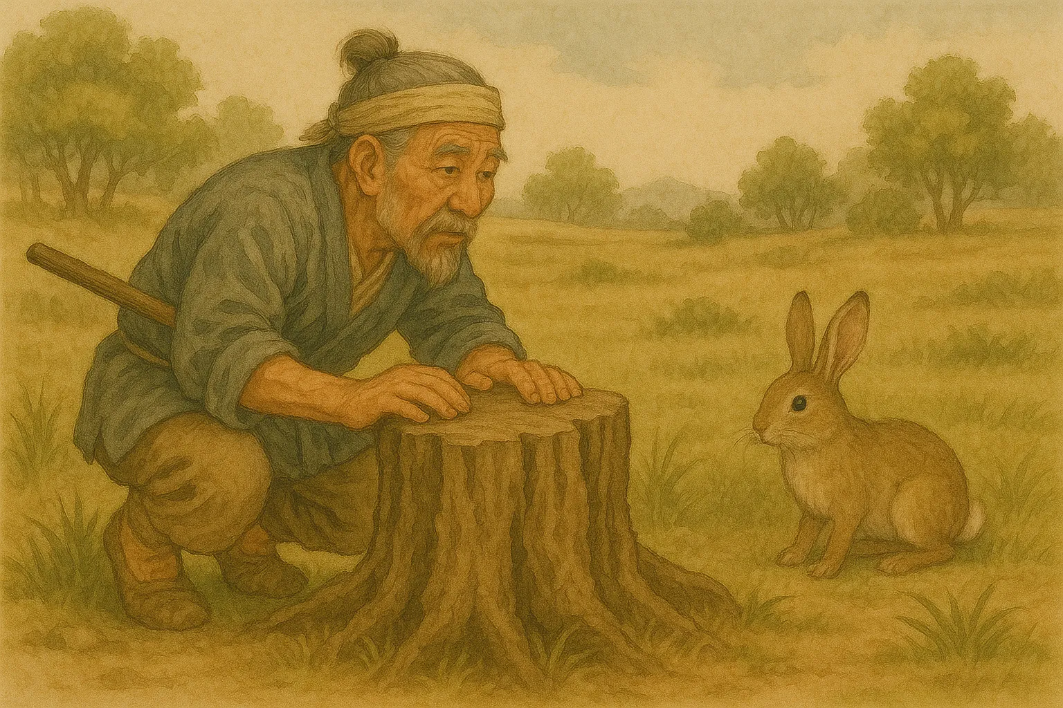 The Farmer and the Rabbit Illustration