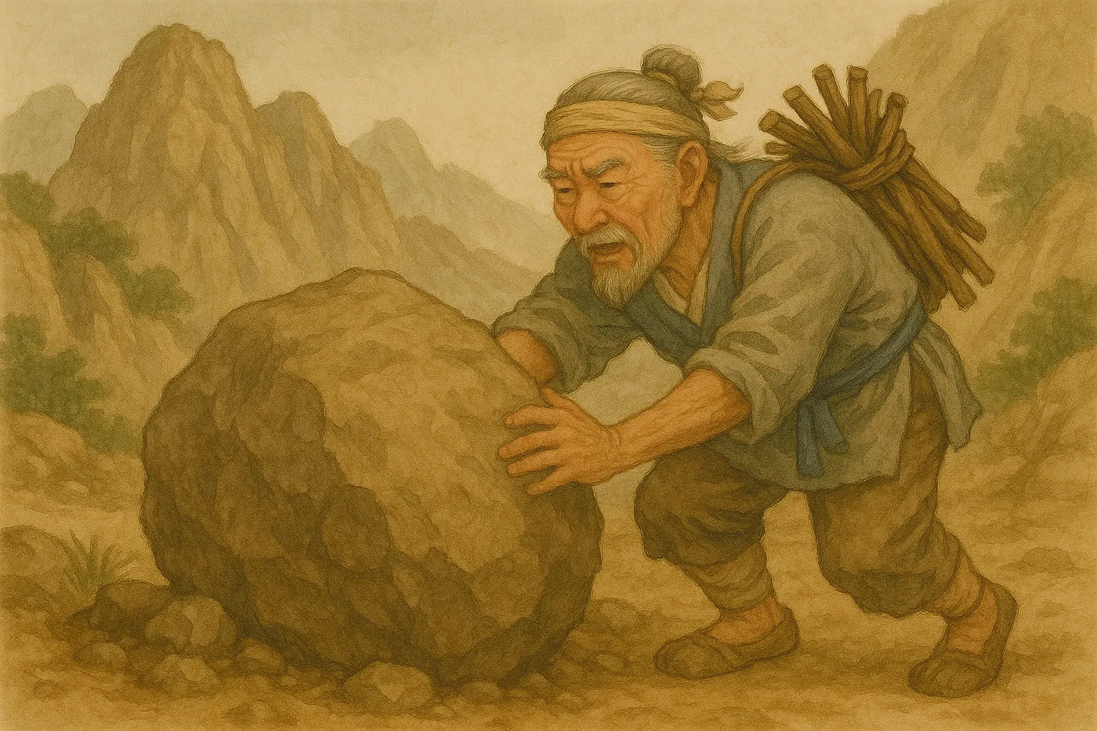 Yu Gong Moves the Mountains Illustration